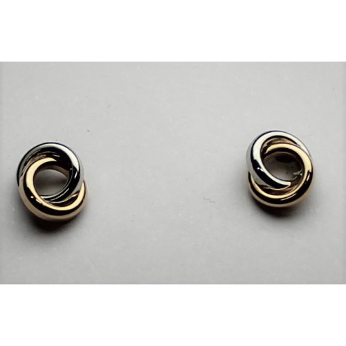 Monzario D'oro bicolor wit/rozé gouden oorknoppen maat 6 mm - 604361